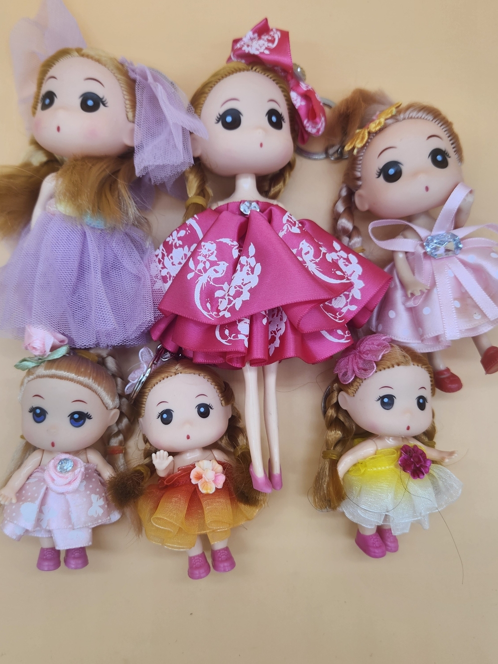 Kawaii Cutecore Mini Princess Doll Keychain Bag Charms Lot of 6